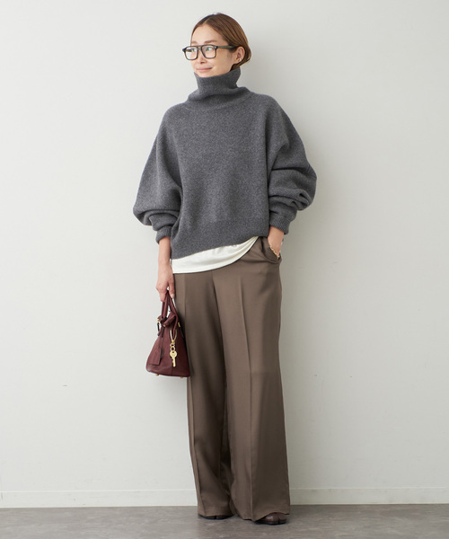 Deuxieme Classe(ドゥーズィエムクラス)の「【R2W/アールツーダブリュー】CROP TURTLE KNIT(ニット/セーター・レディース・チャコールグレー/ボルドー・FREE)」の12枚目の写真