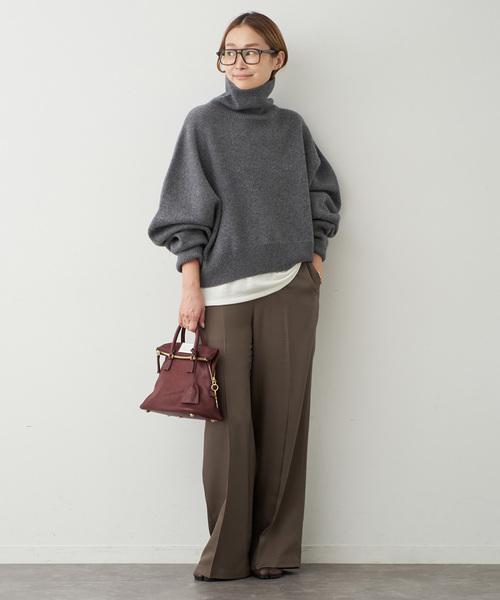 Deuxieme Classe(ドゥーズィエムクラス)の「【R2W/アールツーダブリュー】CROP TURTLE KNIT(ニット/セーター・レディース・チャコールグレー/ボルドー・FREE)」の13枚目の写真