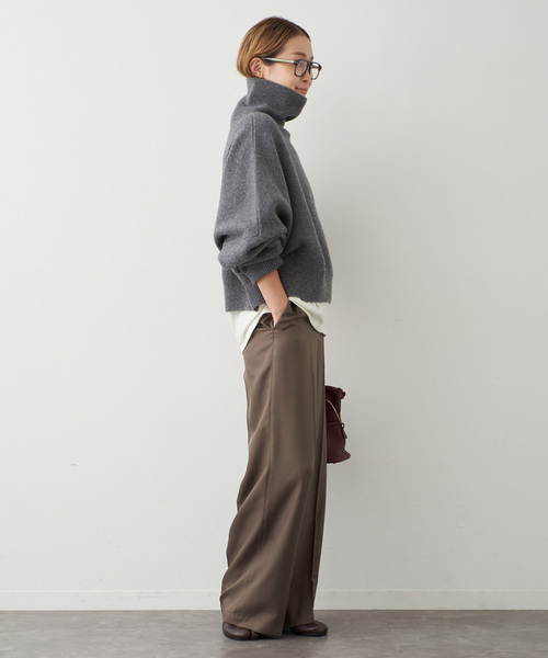 Deuxieme Classe(ドゥーズィエムクラス)の「【R2W/アールツーダブリュー】CROP TURTLE KNIT(ニット/セーター・レディース・チャコールグレー/ボルドー・FREE)」の14枚目の写真