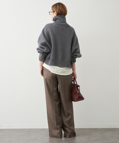 Deuxieme Classe(ドゥーズィエムクラス)の「【R2W/アールツーダブリュー】CROP TURTLE KNIT(ニット/セーター・レディース・チャコールグレー/ボルドー・FREE)」の15枚目の写真