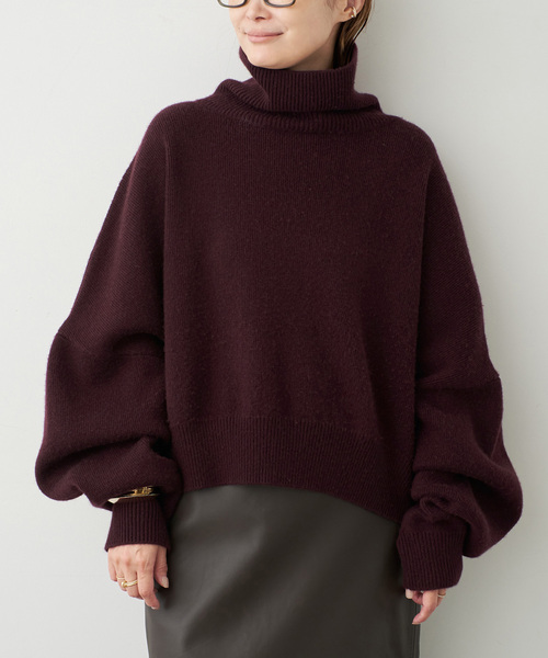 Deuxieme Classe(ドゥーズィエムクラス)の「【R2W/アールツーダブリュー】CROP TURTLE KNIT(ニット/セーター・レディース・チャコールグレー/ボルドー・FREE)」の16枚目の写真