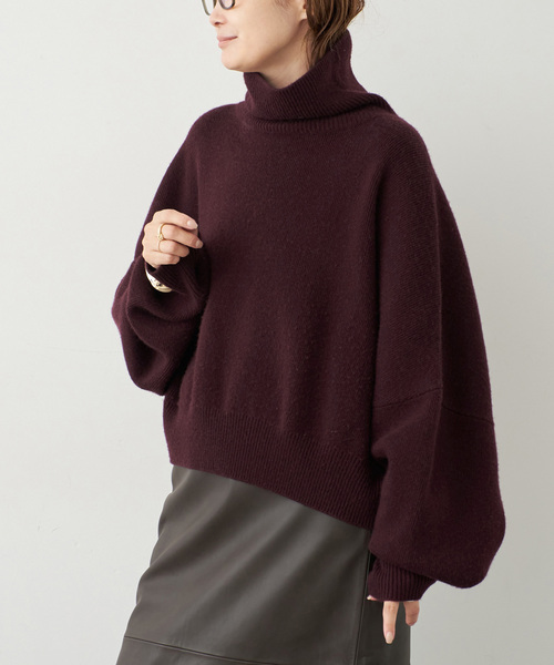 Deuxieme Classe(ドゥーズィエムクラス)の「【R2W/アールツーダブリュー】CROP TURTLE KNIT(ニット/セーター・レディース・チャコールグレー/ボルドー・FREE)」の17枚目の写真