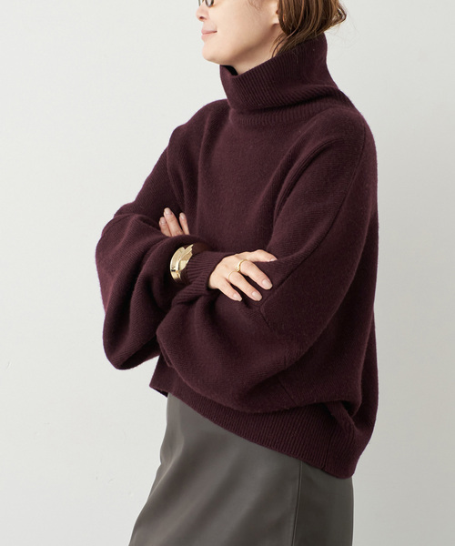 Deuxieme Classe(ドゥーズィエムクラス)の「【R2W/アールツーダブリュー】CROP TURTLE KNIT(ニット/セーター・レディース・チャコールグレー/ボルドー・FREE)」の18枚目の写真