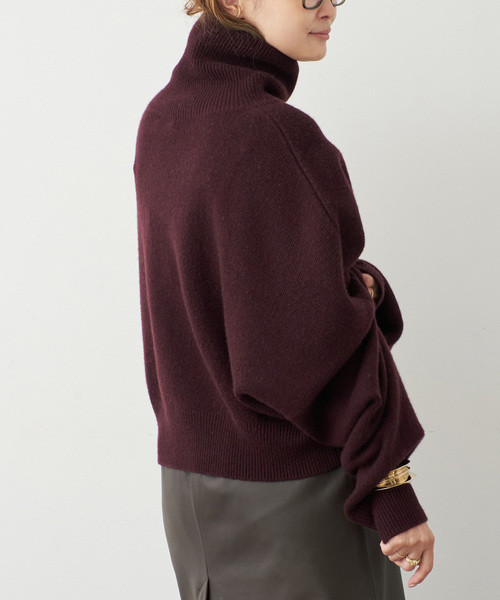 Deuxieme Classe(ドゥーズィエムクラス)の「【R2W/アールツーダブリュー】CROP TURTLE KNIT(ニット/セーター・レディース・チャコールグレー/ボルドー・FREE)」の19枚目の写真