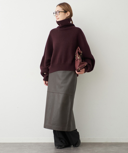 Deuxieme Classe(ドゥーズィエムクラス)の「【R2W/アールツーダブリュー】CROP TURTLE KNIT(ニット/セーター・レディース・チャコールグレー/ボルドー・FREE)」の20枚目の写真