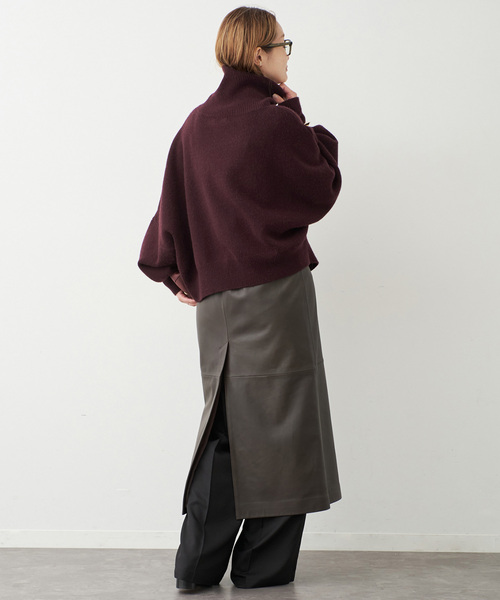 Deuxieme Classe(ドゥーズィエムクラス)の「【R2W/アールツーダブリュー】CROP TURTLE KNIT(ニット/セーター・レディース・チャコールグレー/ボルドー・FREE)」の21枚目の写真