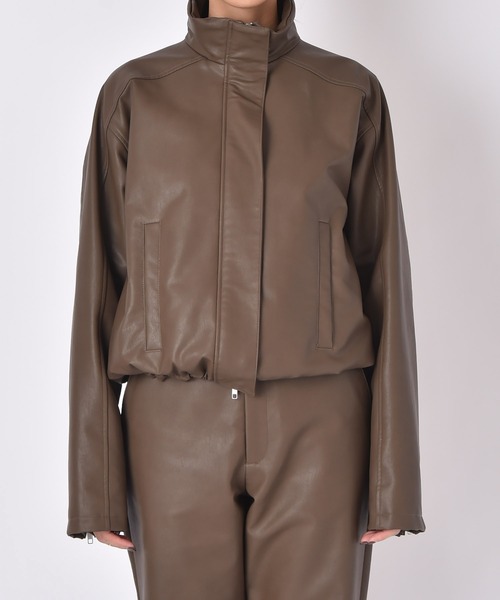 セール】フェイクレザージップアップブルゾン（ブルゾン）｜AKTE