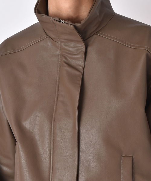 AKTE（アクテ）の「フェイクレザージップアップブルゾン（ブルゾン・レディース・ブラック/モカ・FREE）」の11枚目の写真