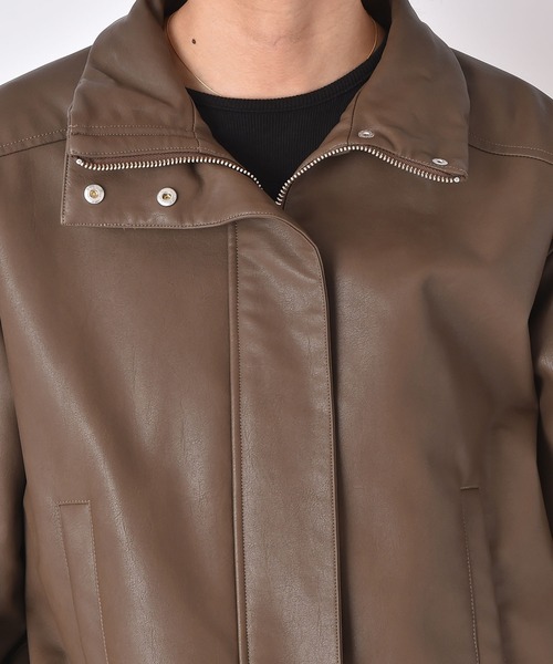 AKTE（アクテ）の「フェイクレザージップアップブルゾン（ブルゾン・レディース・ブラック/モカ・FREE）」の12枚目の写真