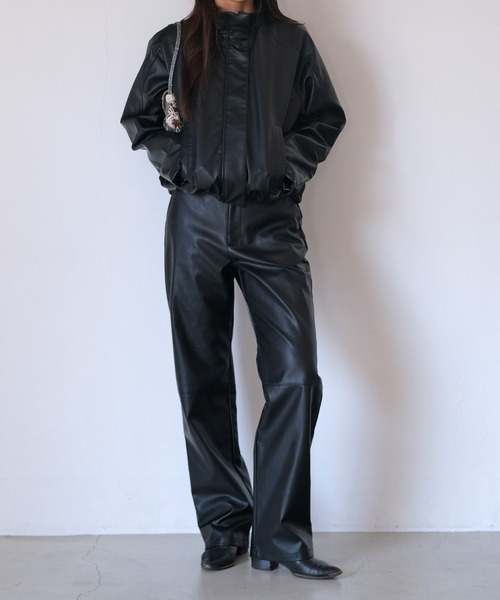 AKTE（アクテ）の「フェイクレザージップアップブルゾン（ブルゾン・レディース・ブラック/モカ・FREE）」の22枚目の写真