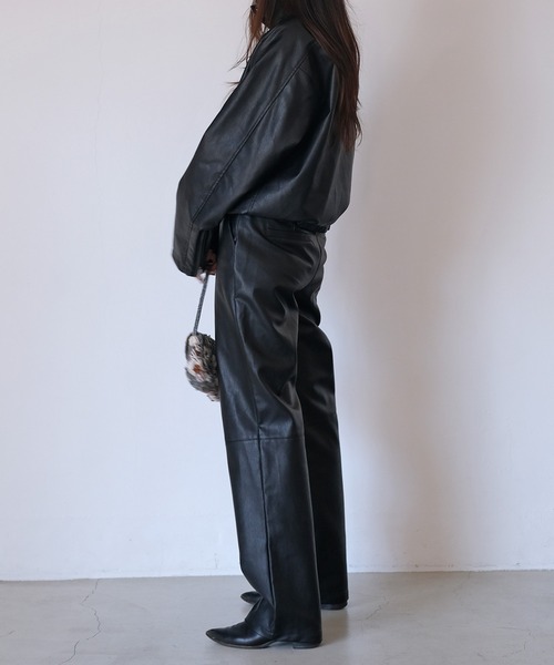 セール】フェイクレザージップアップブルゾン（ブルゾン）｜AKTE