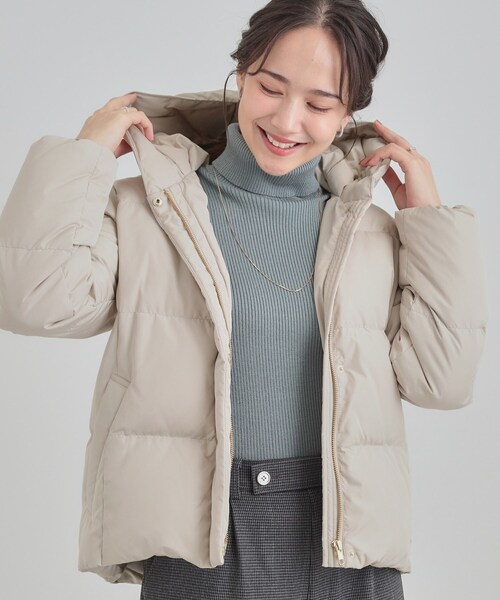 DRESKIP(ドレスキップ)の「【撥水/洗える】ショートフーディーダウン(ダウンジャケット/コート・レディース・ベージュ/ブラック/ブラウン系・03/02/01/04)」の3枚目の写真