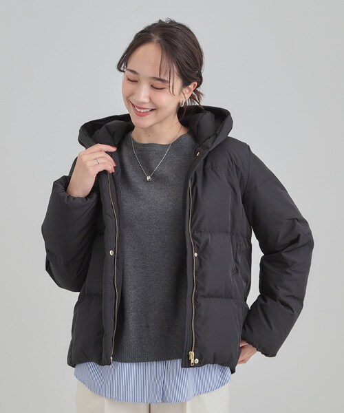 DRESKIP(ドレスキップ)の「【撥水/洗える】ショートフーディーダウン(ダウンジャケット/コート・レディース・ベージュ/ブラック/ブラウン系・03/02/01/04)」の6枚目の写真