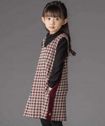 BeBe Petits Pois Vert（ベベプチポワヴェール）の「【店舗限定】千鳥格子サイドラインジャンパースカート(95~150cm)（ワンピース・キッズ）」