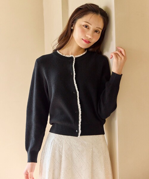 Feroux(フェルゥ)の「レーストリム ニット カーディガン(カーディガン/ボレロ・レディース・スカイブルー系/ブラック系・F)」の11枚目の写真