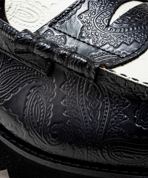 The Kenford Fineshoes（ケンフォードファインシューズ）の「ケンフォード ファインシューズ メンズ K005 タンクソール ローファー ペイズリー（ローファー・メンズ・ブラック×ホワイト・26.5/26/25.5/25/27/27.5）」の9枚目の写真