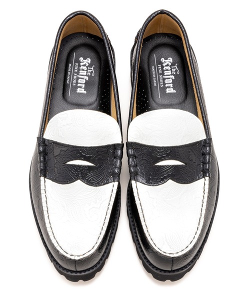 The Kenford Fineshoes（ケンフォードファインシューズ）の「ケンフォード ファインシューズ メンズ K005 タンクソール ローファー ペイズリー（ローファー・メンズ・ブラック×ホワイト・26.5/26/25.5/25/27/27.5）」の6枚目の写真