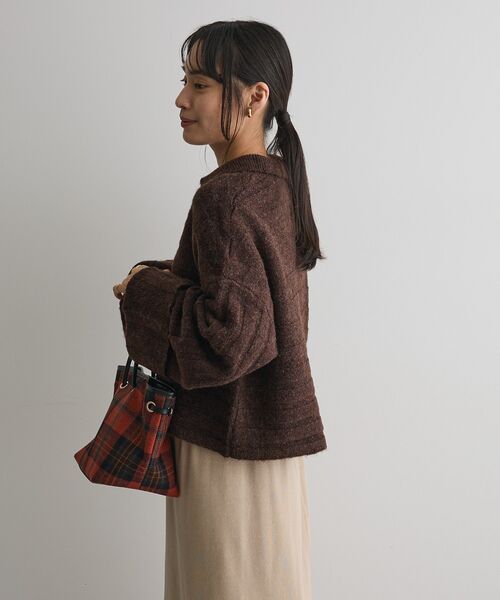 CRAFT STANDARD BOUTIQUE（クラフトスタンダードブティック）の「ロールアップ袖ショート丈ニットプルオーバー＜ハンドウォッシャブル＞◆（ニット/セーター・レディース・グリーン/ブラウン/レッド/アイボリー・FREE）」の8枚目の写真