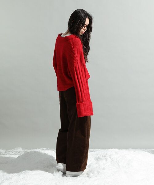 CRAFT STANDARD BOUTIQUE(クラフトスタンダードブティック)の「ロールアップ袖ショート丈ニットプルオーバー<ハンドウォッシャブル>◆(ニット/セーター・レディース・グリーン/ブラウン/レッド/アイボリー・FREE)」の21枚目の写真