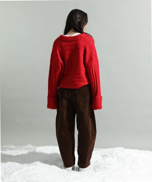 CRAFT STANDARD BOUTIQUE(クラフトスタンダードブティック)の「ロールアップ袖ショート丈ニットプルオーバー<ハンドウォッシャブル>◆(ニット/セーター・レディース・グリーン/ブラウン/レッド/アイボリー・FREE)」の22枚目の写真