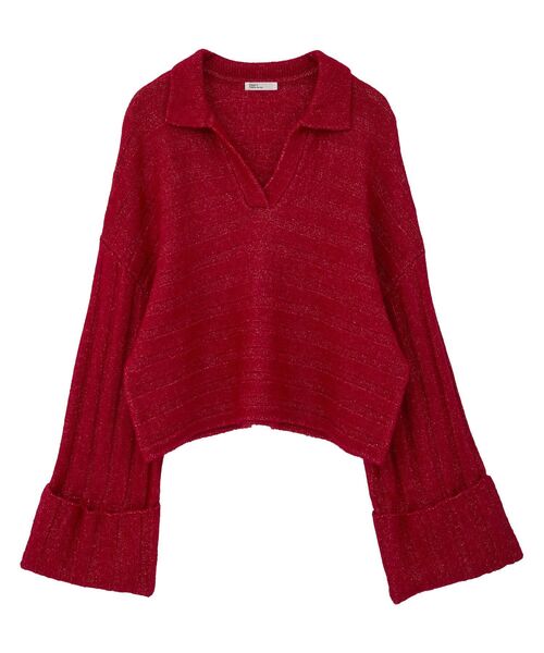 CRAFT STANDARD BOUTIQUE(クラフトスタンダードブティック)の「ロールアップ袖ショート丈ニットプルオーバー<ハンドウォッシャブル>◆(ニット/セーター・レディース・グリーン/ブラウン/レッド/アイボリー・FREE)」の7枚目の写真