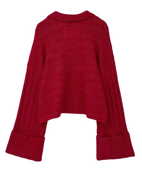 CRAFT STANDARD BOUTIQUE(クラフトスタンダードブティック)の「ロールアップ袖ショート丈ニットプルオーバー<ハンドウォッシャブル>◆(ニット/セーター・レディース・グリーン/ブラウン/レッド/アイボリー・FREE)」の8枚目の写真