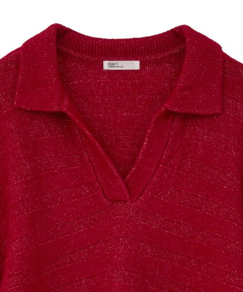 CRAFT STANDARD BOUTIQUE(クラフトスタンダードブティック)の「ロールアップ袖ショート丈ニットプルオーバー<ハンドウォッシャブル>◆(ニット/セーター・レディース・グリーン/ブラウン/レッド/アイボリー・FREE)」の9枚目の写真