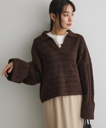 ロールアップ袖ショート丈ニットプルオーバー＜ハンドウォッシャブル＞◆