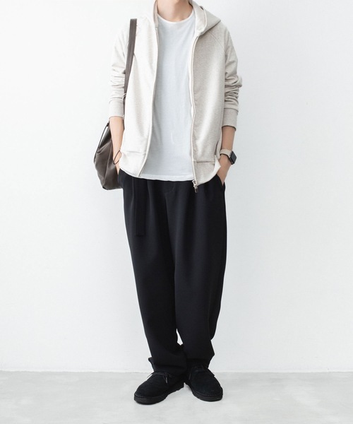 ATTACHMENT(アタッチメント)の「コットン ストレッチテリー ジップアップフーディー / CO STRETCH TERRY ZIP UP HOODIE(パーカー・メンズ・ブラック/ライトグレー・3/2/1)」の6枚目の写真