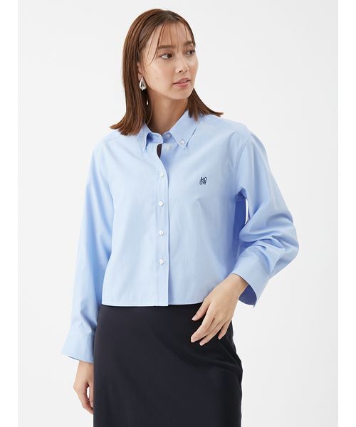 Mila Owen（ミラオーウェン）の「ボタンダウン短丈シャツ（シャツ/ブラウス・レディース・チェック/グレー/ブルー/ホワイト/ピンク/ミント・F）」の4枚目の写真