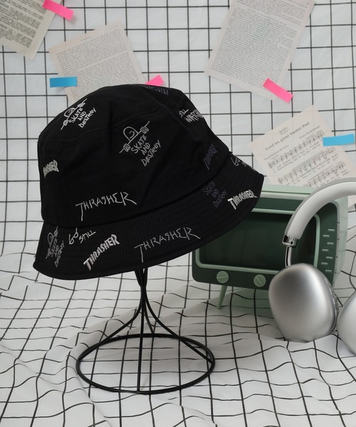 THRASHER 総柄刺繍 バケットハット HAT 帽子 男女兼用（ハット
