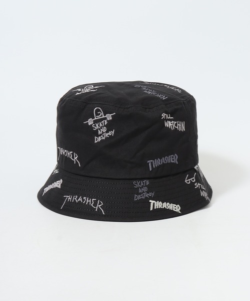 THRASHER(スラッシャー)の「THRASHER 総柄刺繍 バケットハット HAT 帽子 男女兼用(ハット・メンズ・チャコール・FREE)」の2枚目の写真
