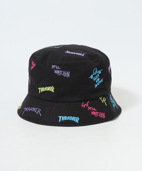 THRASHER(スラッシャー)の「THRASHER 総柄刺繍 バケットハット HAT 帽子 男女兼用(ハット・メンズ・チャコール・FREE)」の5枚目の写真