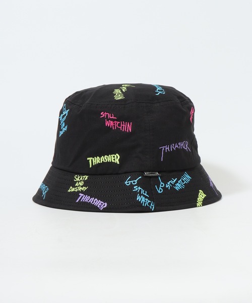 THRASHER(スラッシャー)の「THRASHER 総柄刺繍 バケットハット HAT 帽子 男女兼用(ハット・メンズ・チャコール・FREE)」の7枚目の写真