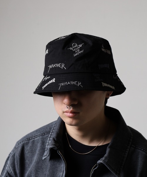 THRASHER(スラッシャー)の「THRASHER 総柄刺繍 バケットハット HAT 帽子 男女兼用(ハット・メンズ・チャコール・FREE)」の14枚目の写真