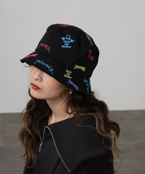 THRASHER(スラッシャー)の「THRASHER 総柄刺繍 バケットハット HAT 帽子 男女兼用(ハット・メンズ・チャコール・FREE)」の13枚目の写真