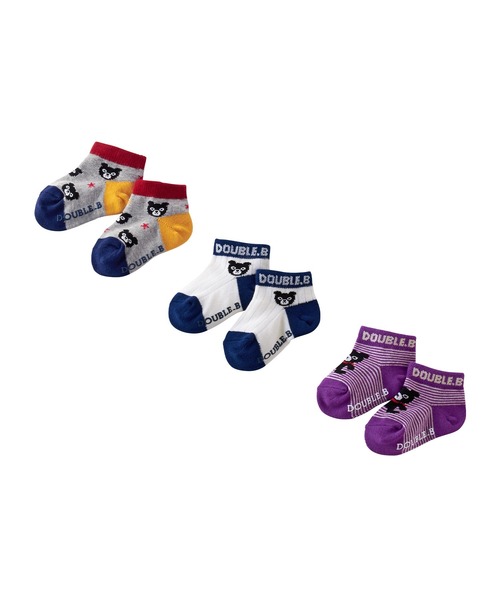 DOUBLE_B(ダブルビー)の「ローカットソックスパック 3足セット(ソックス/靴下・キッズ・ネイビー/ブルー/マルチ・13-15cm/19-21cm/17-19cm/15-17cm/11-13cm)」の2枚目の写真