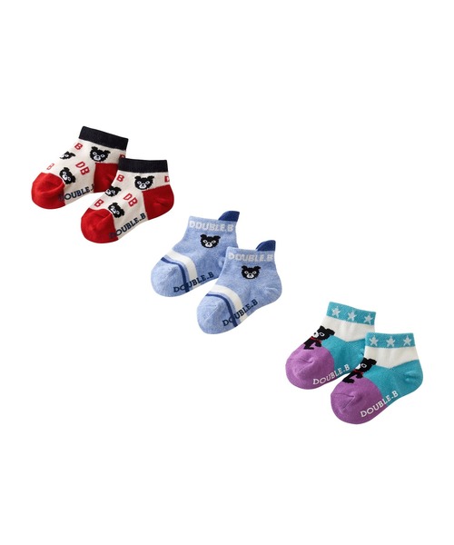 DOUBLE_B(ダブルビー)の「ローカットソックスパック 3足セット(ソックス/靴下・キッズ・ネイビー/ブルー/マルチ・13-15cm/19-21cm/17-19cm/15-17cm/11-13cm)」の3枚目の写真