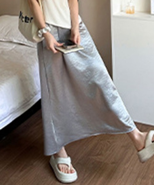 SallyLunn（サリーラン）の「サテンロングスカート（スカート・レディース・ホワイト/ブラック/グレー・FREE）」の6枚目の写真
