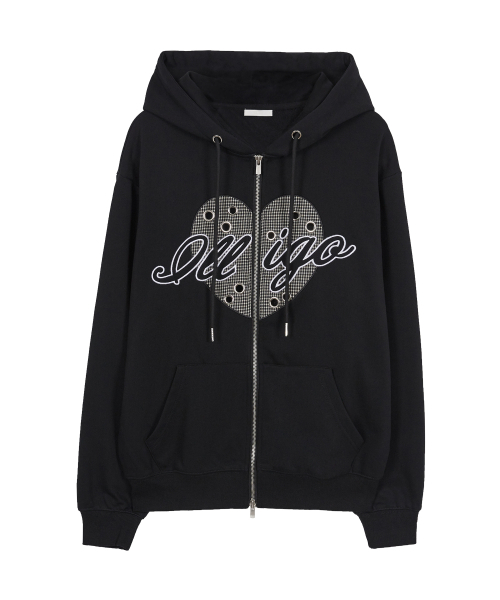 ILLIGO(イリゴ)の「チェックハートアイレットフードジップアップブラック(パーカー・レディース・その他・SMALL/MEDIUM)」の5枚目の写真