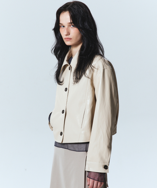 NICK&NICOLE(ニックアンドニコール)の「CUTING LINE LEATHER JACKET_CREAM(ライダースジャケット・レディース・その他・FREE)」の5枚目の写真