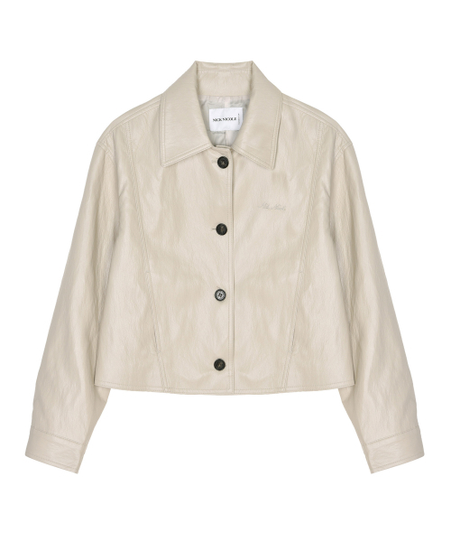 NICK&NICOLE(ニックアンドニコール)の「CUTING LINE LEATHER JACKET_CREAM(ライダースジャケット・レディース・その他・FREE)」の3枚目の写真