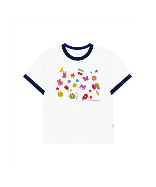 ESCAPEFROM(エスケープフロム)の「シャイニングステッカープリントリンガー半袖Tシャツネイビー(Tシャツ/カットソー・レディース・その他・MEDIUM/LARGE)」の2枚目の写真