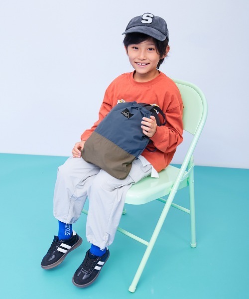 持ち手付き巾着バッグ バイカラー 持ち手付き巾着（トートバッグ）｜devirock（デビロック