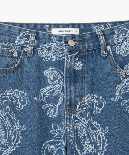 MILLO WOMEN（ミロウーマン）の「ペイズリー ワイドジーンズ [ミッドブルー]（デニムパンツ・レディース・その他・SMALL/MEDIUM）」の3枚目の写真