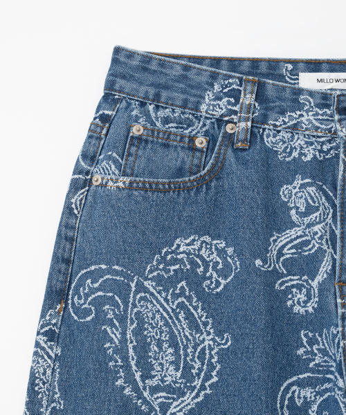 MILLO WOMEN（ミロウーマン）の「ペイズリー ワイドジーンズ [ミッドブルー]（デニムパンツ・レディース・その他・SMALL/MEDIUM）」の4枚目の写真