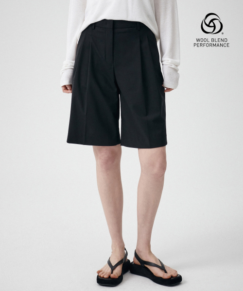 MUSINSA STANDARD WOMAN（ムシンサスタンダードウーマン）の「ウィメンズサマーウールバミューダヒドンバンディングハーフスラックス[ブラック]（その他パンツ・レディース・その他・34/29/30/24/25/26/27/28）」の3枚目の写真