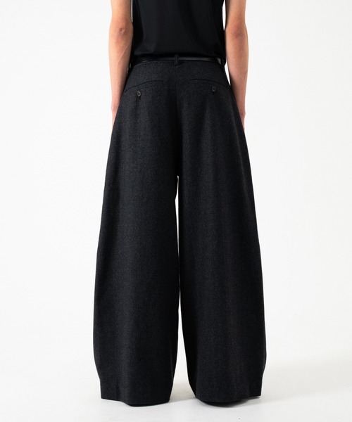 Camphor wood（カンファーウッド）の「WIDE BAGGY SEEM TUCK TWEED SLACKS / ワイドバギーシームタックツイードスラックス（スラックス・メンズ・ブラック/グレー・SMALL/MEDIUM/LARGE）」の7枚目の写真