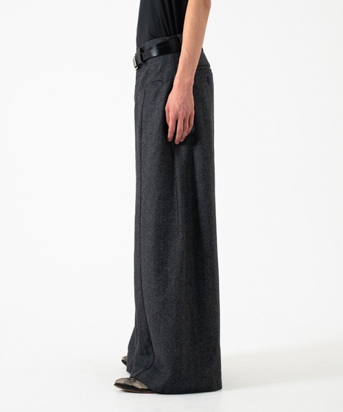 Camphor wood（カンファーウッド）の「WIDE BAGGY SEEM TUCK TWEED SLACKS / ワイドバギーシームタックツイードスラックス（スラックス・メンズ・ブラック/グレー・SMALL/MEDIUM/LARGE）」の13枚目の写真