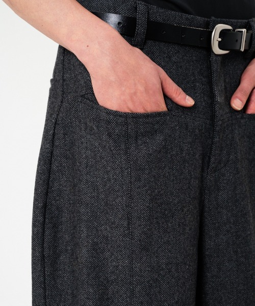 Camphor wood（カンファーウッド）の「WIDE BAGGY SEEM TUCK TWEED SLACKS / ワイドバギーシームタックツイードスラックス（スラックス・メンズ・ブラック/グレー・SMALL/MEDIUM/LARGE）」の17枚目の写真